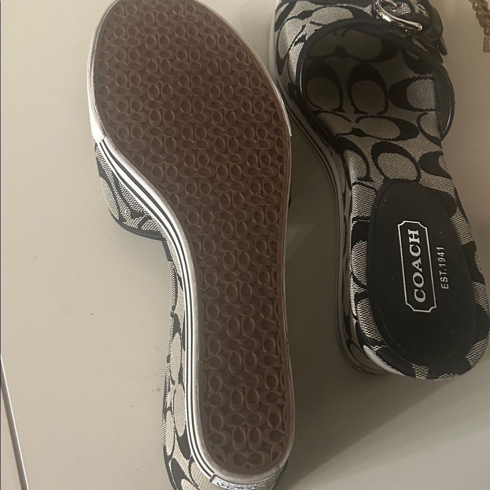 Like new Coach Monogram Black and White Mules. Open to offers!! - Picture 5 of 6